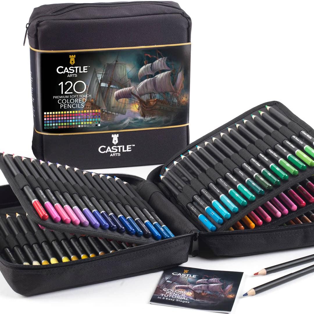 170 Pièces Crayons De Couleur & Métallisés Zip Ensemble