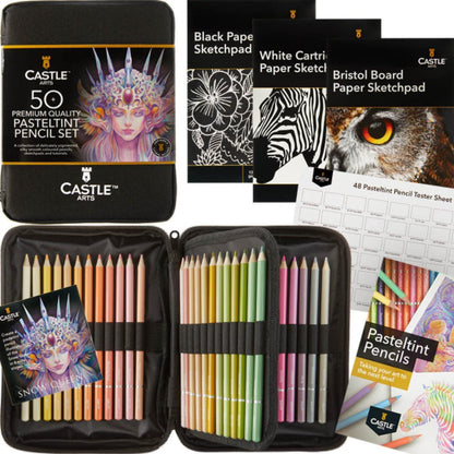 170 Piece Coloured & Pasteltint Pencils in Zip Cases Artist Bundle