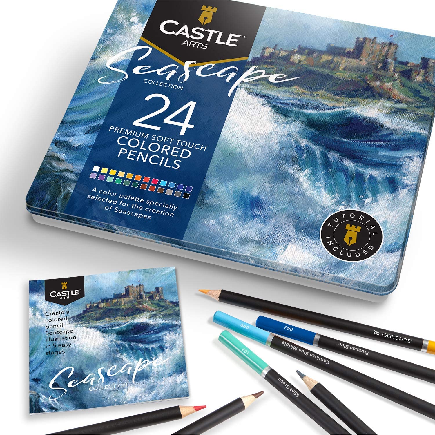 48 Piece Seascape & Botanical Coloured Pencils Palette Bundle