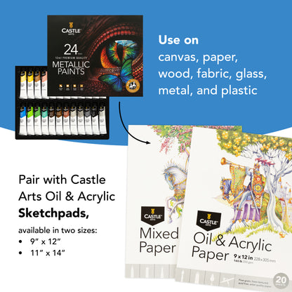 24 Pezzi Set Di Colori Acrilici Metallizzati