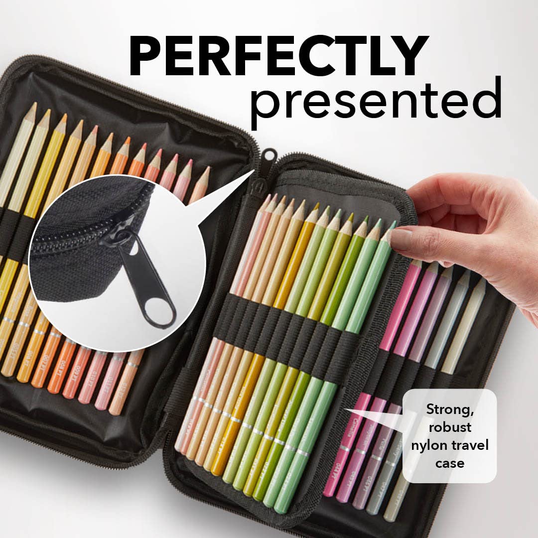 50 Piece Pasteltint Coloured Pencil Set in Zip Up Case