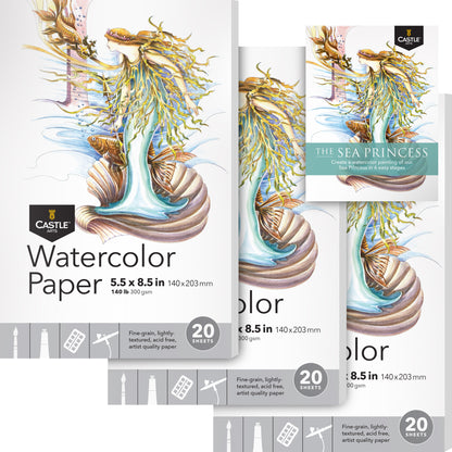 60 Feuilles Blocs de Papier Aquarelle 5.5" x 8.5"